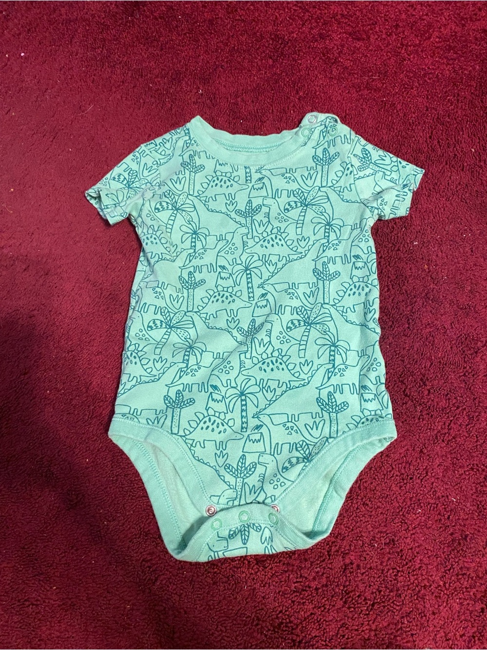 Garanimals Aqua Dinosaur Print Short-Sleeve One-Piece